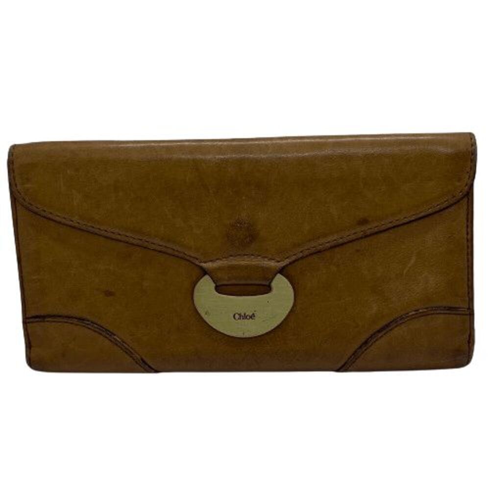 Authentic Vintage Chloe Brown Leather Long Designer Double Sided Wallet
